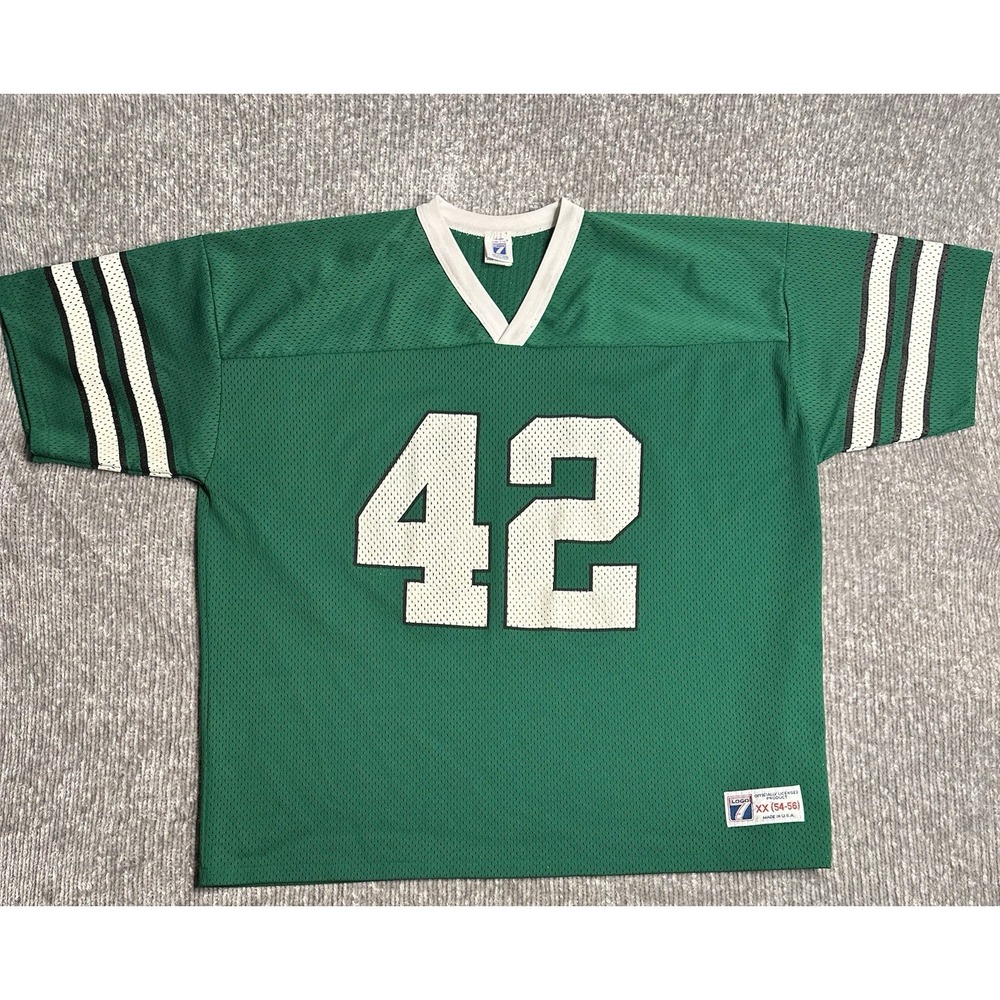 Vintage Logo 7 Mesh Football Jersey XXL Green White Made USA 80s 90s Y2K